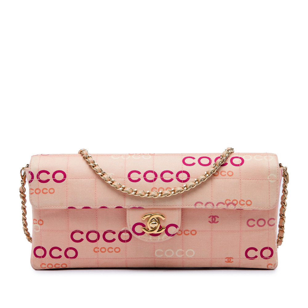 Pre-Loved Chanel CC Chocolate Bar Canvas Logo East West Flap